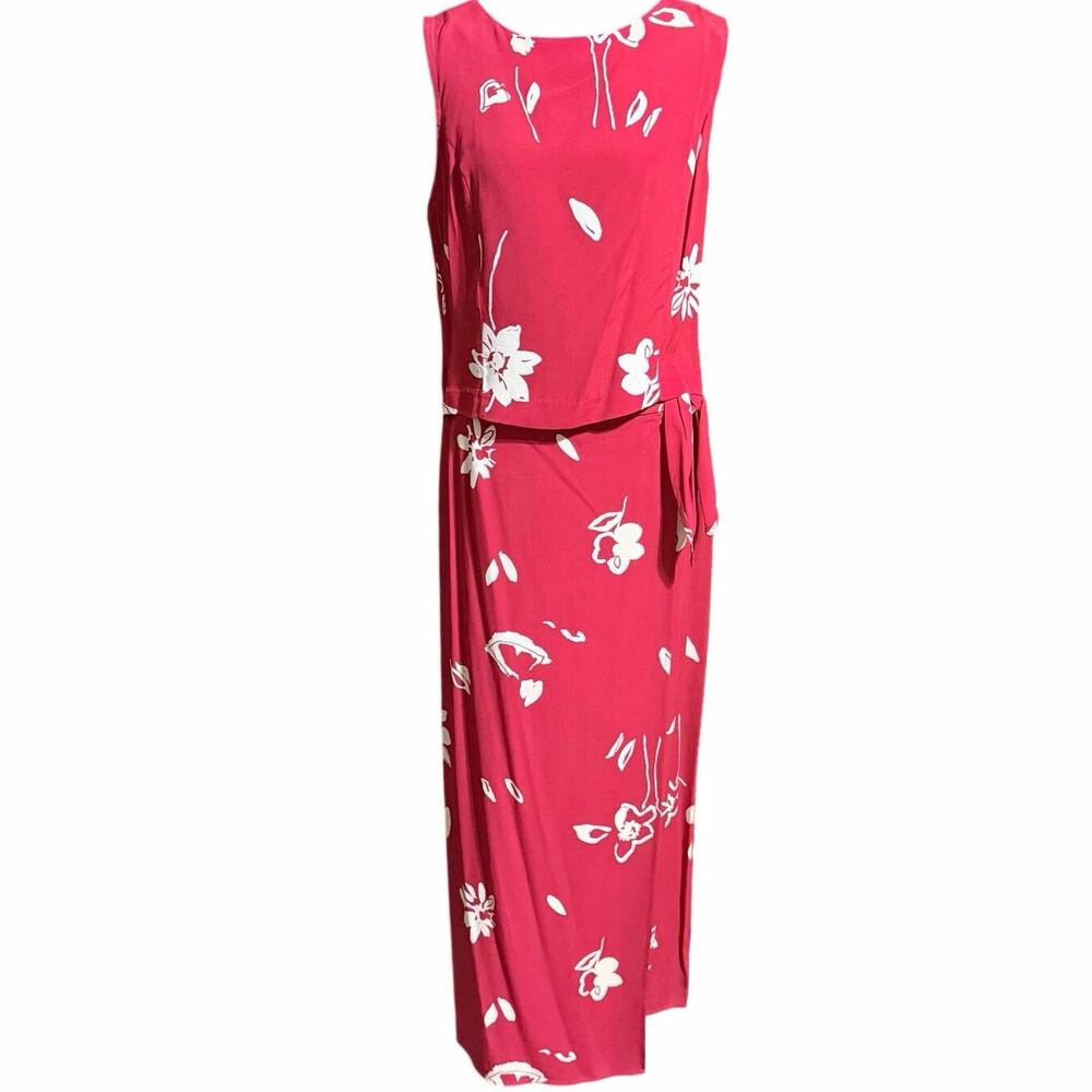 Vintage Totonko 2 piece top 10 and skirt 8 set red tropical print USA made beach